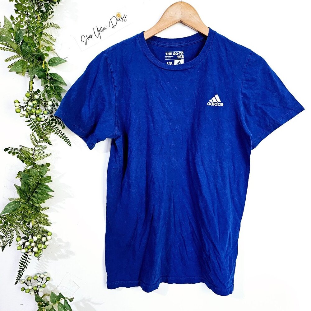 Adult Adidas T-Shirt Royal Blue Go-To Tee Crew Neck Short Sleeve Sporty Active